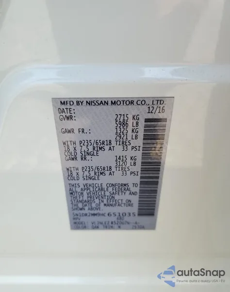 2017 Nissan Pathfinder S from USA, damaged, VIN 5N1DR2MM9HC651035